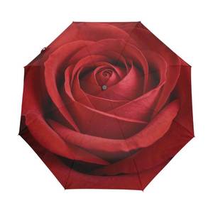 lot 28391 image: Compact Travel Umbrella Red Rose Auto Open Close Umbrella Windproof Anti-UV - Retail $32