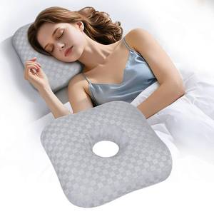 lot 28413 image: Ear Piercing Pillow with Comfort Hole for Side Sleepers,Relief from Ear Pain and Pressure After Piercing or Surgery,Soft Contour Sleeping Pillow (Gray) - Retail $44