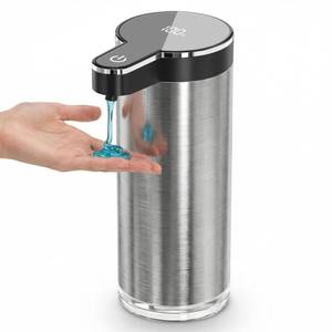 lot 28425 image: Automatic Liquid Soap Dispenser Touchless, Stainless Steel Hand Soap Dispenser, USB Rechargeable, 4 Adjustable Levels, 11.8oz350ml for Kitchen and Bathroom (Stainless Steel Black, Liquid) - Retail $26