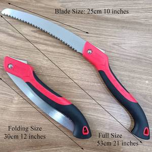lot 28434 image: 10 Inch Heavy Duty Pruning Saw, Folding Hand Saw with SK5 Curved Blade, Triple-cut Razor Teeth Used for Trees Wood Cutting Camping Gardening Work, Hiking, Landscaping, Tree Trimming - Retail $10