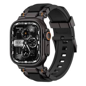 lot 28440 image: Compatible with Apple Watch Ultra 321 49mm, M1 Sport Series Rugged Durable Strap with Metal Connector to Match Ultras Titanium Case for iWatch 49mm Men Matte Black - Retail $28