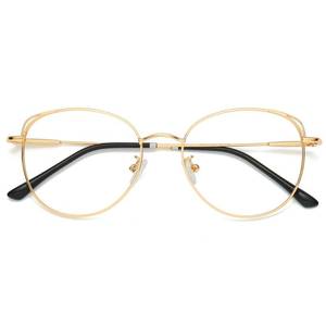 lot 28443 image: Cat Eye Blue Light Blocking Glasses for Woman Hipster Metal Frame Womens Eyeglasses She Young SJ5027, Gold FrameAnti-Blue Light Lens - Retail $17
