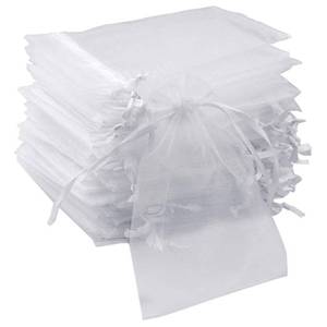 lot 28460 image: 50pcs Organza Bags-Mix Color 3.54x4.33(9x11cm) Satin Drawstring Organza Pouch Wedding Party Favor Gift Bag Jewelry Watch Bags (White) - Retail $6
