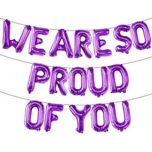 lot 28464 image: We Are So Proud Of You Banner - 16 Inch, Purple Congratulations Balloons  Graduation Balloons for Congratulations Decorations  Graduation Banner for Purple Graduation Decorations 2026 - Retail $10