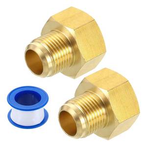 lot 28474 image: 2Pcs Brass Pipe Fitting, 58 SAE Male x 34 SAE Female Pipe Adapters Flare Tube Fitting for Air Gas Line Refrigeration HVAC - Retail $16