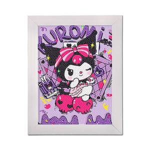 lot 28503 image: Cute 5D Diamond Art Kits with Wooden Frame, Kawaii DIY Painting Art for Adults Teen, Diamond Arts and Crafts Sets, Big Gem Full Drill Diamond Dots for Home Wall Decor (Magic Kuro) - Retail $14
