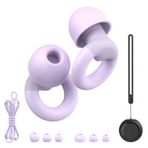 lot 28511 image: Earplugs for Sleeping,Noise Reduction Soft Silicone Ear plugs with 7 Pairs Ear tips&One Connection Cord,Hearing Protection Reusable Earplugs for Sleeping,Concert,Work&Sound Reduction 25dB-30db - Retail $8