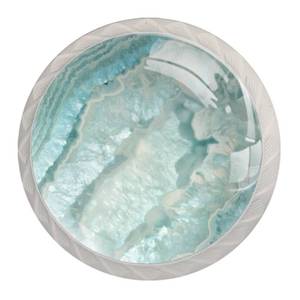 lot 28515 image: NEWzone 4 Pack Dresser Drawer Cabinet Knobs Teal Agate Texture Round Shape Crystal Glass Knobs Pulls Handles for Kitchen Wardrobe Cupboard Door Hardware with Screws, 35mm - Retail $17