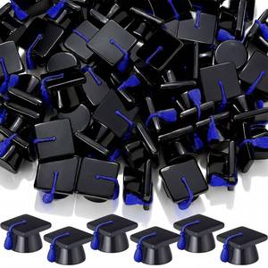 lot 28535 image: 50 Pcs Mini Grad Hat Figures Bulk Tiny Resin 2026 Grad Hat Figurine Toys with Tassels 0.98 Inch Mini 3D Black Graduation Cap Cake Topper Graduation Party Table Tiered Tray Decor (Blue) - Retail $14