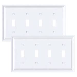 lot 28539 image: 2-Pack Natural Bamboo Fiber Quad Toggle Light Switch Cover Plate - Retail $14
