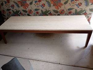 lot 904 image: Retro Style Coffee Table with Marble Top.   Very Heavy  14 x 60 x 20