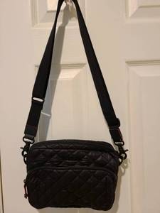 lot 1031 image: MZ Wallace Quilted Nylon Crossbody Bag Black