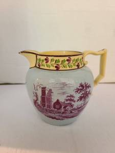 lot 1036 image: Antique English Sunderland Lustreware Pitcher