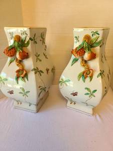 lot 1053 image: Pair of matching ceramic vases, 13 in tall.