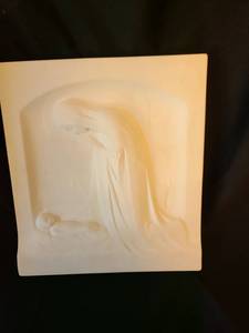 lot 1076 image: Relief Plaque Square White Adoro Te Devote Latens Deitas Raised Figure, 12x10