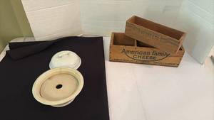 lot 1111 image: Antique Cheese Boxes and Iron Gate Butter Dish