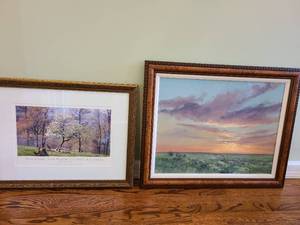 lot 1145 image: Framed wall decor, larger is 26x31