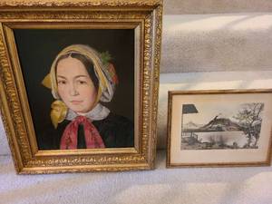lot 1151 image: Framed wall decor,  larger is 21x17