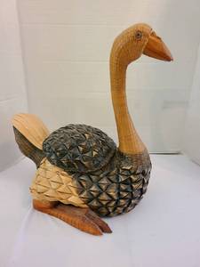 lot 1155 image: Woven Decorative Ostrich Figurine with Open Back Storage Compartment, 14in tall