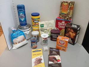 lot 1248 image: Baking Ingredients & Supplies Lot - Sugar, Flour, Cocoa, Starch, Baking Soda