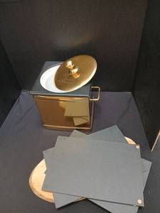lot 1307 image: Ice holder with  Lid and Handles, charcuterie board and 3 chalkboards