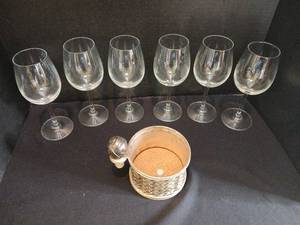 lot 1342 image: 6 Wine Glasses with wine bottle holder and cork