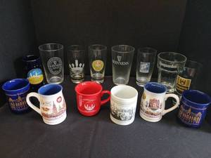 lot 1349 image: Lot of 12 Assorted Beer Glasses and Mugs Guinness Hoegaarden German Christmas