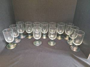 lot 1351 image: Set of 12 Footed Glass Drinking Glasses