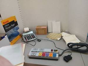 lot 1365 image: Mixed Office Supply Lot - Kodak Picture Paper, Canon Calculator, Surge Protector & More