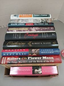lot 1370 image: Lot of 11 Books Friedman, OReilly, Ambrose, Massie, Millard, Grann, Foreman