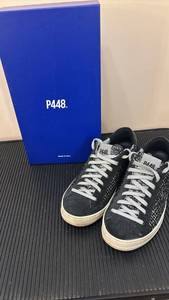 lot 1407 image: P448 High-Top Sneakers Black Glitter White Laces size 9