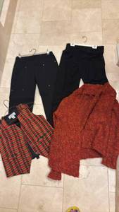 lot 1514 image: Womens Clothing Bundle 4 Pieces Black Pants Red Plaid Shorts Red Sweater