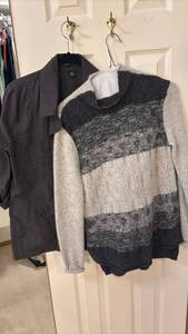 lot 1521 image: ISDA&CO Womens 2-Piece Lot Striped Knit Sweater and Jacket