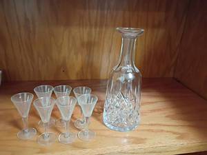lot 2003 image: Cut Glass Decanter and 8 Cordial Glasses
