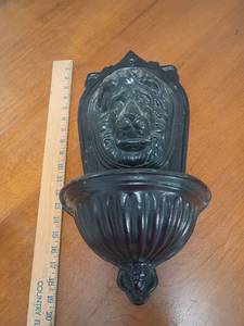 lot 2031 image: Patterson London 1893 Metal Wall-Mounted Fountain Head.  Located in basement 20in tall