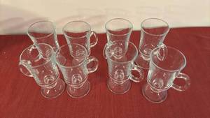 lot 2050 image: Set of 8 Glass Footed Mugs with Handles