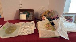 lot 2110 image: Sewing Supplies, Yarn, Scrap Fabric, and More