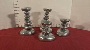 lot 2114 image: Stacked Metal Candlesticks Set of 4