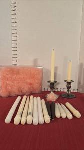lot 2116 image: Taper Candles, Pillar Candles, Candlestick Holders, Rose-Shaped Fabric