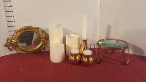 lot 2118 image: Decorative Candle and Mirror Lot with Holders