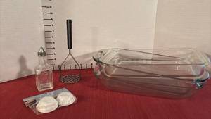 lot 2129 image: Glass Baking Dish with Utensils and Accessories Lot