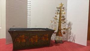 lot 2248 image: Decorative Metal Planter Box and Decorative Christmas Tree 18 in