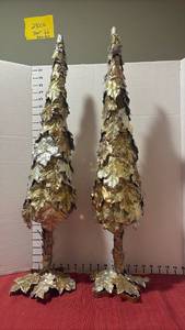lot 2261 image: Decorative Leaf-Wrapped Cone Trees