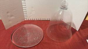 lot 2268 image: Glass Dome with platter and more