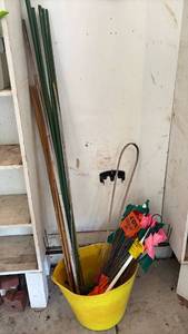 lot 3024 image: Yard Sticks, Utility Locating Flags with Yellow Bucket