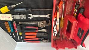 lot 3106 image: Tool Set with Hand Tools, Fasteners, and Storage Box