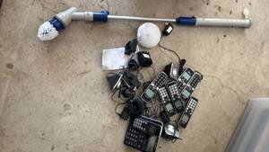 lot 3128 image: Mixed Lot Cordless Phones with Chargers & Power Scrubber with Brush Attachments