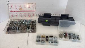 lot 3215 image: Assorted Screws, Bolts, Nails, and Storage Boxes