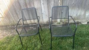 lot 4001 image: Two Black Metal Chairs