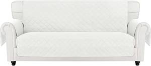 lot 10010 image: Easy-Going Reversible Oversized Couch Cover for 3-Cushion Sofa, Ivory